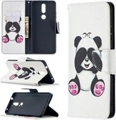 Voor Nokia 2.4 Gekleurde tekening patroon Horizontale flip lederen tas met houder & kaartsleuven & portemonnee (Panda)