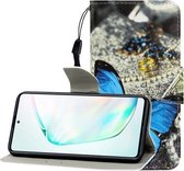 Voor Galaxy A81 Gekleurde tekening Horizontale flip lederen tas met houder & kaartsleuf & portemonnee (een vlinder)