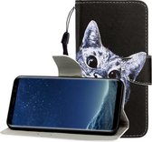 Voor Galaxy S8 Plus Gekleurde tekening Horizontale flip lederen tas met houder & kaartsleuf & portemonnee (nieuwsgierige kat)