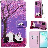 Voor Galaxy S10 Lite Gekleurd tekeningpatroon Plain Weave Horizontale Flip lederen tas met houder & kaartsleuf & portemonnee & lanyard (Sakura Panda)