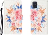 Voor Galaxy A51 3D Gekleurde Tekening Horizontale Flip Leren Case met Houder & Kaartsleuf & Portemonnee (Zonnebloem)