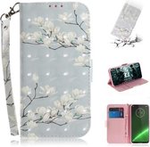 3D-schilderijpatroon Gekleurde tekening Horizontale lederen flip-hoes met houder & kaartsleuven en portemonnee voor Motorola Moto G7 / Moto G7 Plus (Mognolia)