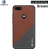 Voor Motorola Moto E6 Spelen PINWUYO Rong Serie Schokbestendige PC + TPU + Chemische vezeldoek beschermhoes (bruin)