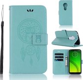 Windgong Uil Embossing Patroon Horizontale Flip Leren Case met Houder & Kaartsleuven & Portemonnee Voor Motorola Moto G7 Power (Groen)