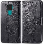 Voor Huawei Mate 30 Lite / Nova 5i Pro Vlinder Liefde Bloemen Embossing Horizontale Flip Leren Case met Houder & Kaartsleuven & Portemonnee & Lanyard (Zwart)