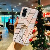 Voor Samsung Galaxy S20 FE Electroplated Marble Pattern TPU beschermhoes met ringhouder (onregelmatig)