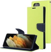 Voor Samsung Galaxy S21 Ultra 5G GOOSPERY FANCY DAGBOEK Horizontale Flip PU lederen tas met houder & kaartsleuven & portemonnee (groen)