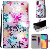 Voor Alcatel 1S (2021) Gekleurde Tekening Cross Textuur Horizontale Flip PU Leren Case met Houder & Kaartsleuven & Portemonnee & Lanyard (Gradient Kleurrijke Bloem)