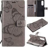 Voor OPPO Reno4 Pro 4G 3D vlinders reliëfpatroon horizontale flip lederen tas met houder & kaartsleuf & portemonnee (grijs)