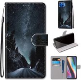 Voor Motorola Moto G 5G Plus Gekleurde Tekening Cross Textuur Horizontale Flip PU Lederen Case met Houder & Kaartsleuven & Portemonnee & Lanyard (Mountain Road Sterrenhemel)