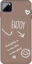 Voor Huawei Y5p (2020) Geniet van Smiley Heart Pattern Shockproof TPU Case (Khaki)