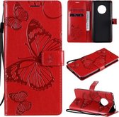 Voor Huawei Enjoy 20 Plus 5G 3D Vlinders Embossing Patroon Horizontale Flip Leren Case met Houder & Kaartsleuf & Portemonnee (Rood)