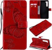 Voor Motorola Edge 3D vlinders reliëf patroon horizontaal flip lederen tas met houder & kaartsleuf & portemonnee (rood)