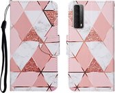 Voor Huawei P Smart 2021 / Y7a Gekleurde Tekening Patroon Horizontale Flip Leren Case met Houder & Kaartsleuven & Portemonnee (Marmer)