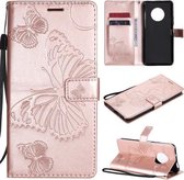 Voor Huawei Enjoy 20 Plus 5G 3D Vlinders Embossing Patroon Horizontale Flip Leren Case met Houder & Kaartsleuf & Portemonnee (Rose Goud)