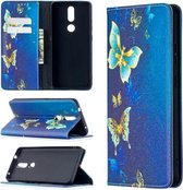 Voor Nokia 2.4 Gekleurde Tekening Patroon Onzichtbare Magnetische Horizontale Flip PU Lederen Case met Houder & Kaartsleuven & Portemonnee (Gouden Vlinders)