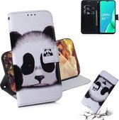 Voor OPPO A11x / A11 / A5 (2020) / A9 (2020) Gekleurde tekening Horizontale flip lederen tas, met houder & kaartsleuven en portemonnee (Panda)