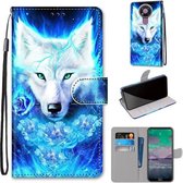 Voor Nokia 3.4 Gekleurde Tekening Cross Textuur Horizontale Flip PU Lederen Case met Houder & Kaartsleuven & Portemonnee & Lanyard (Dick Rose Wolf)