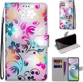 Voor Motorola Moto G 5G Gekleurde Tekening Cross Textuur Horizontale Flip PU Lederen Case met Houder & Kaartsleuven & Portemonnee & Lanyard (Gradient Kleurrijke Bloem)