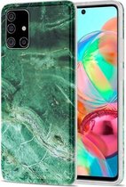 Voor Samsung Galaxy A71 TPU glanzend marmeren patroon IMD beschermhoes (smaragdgroen)