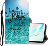 Voor Galaxy Note 10 Plus 3D Gekleurde Tekening Horizontale Flip PU Lederen Case met Houder & Kaartsleuven & Portemonnee (Blue Coconut Grove)