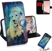 Gekleurde tekening patroon Kleurrijke magnetische gesp Horizontale flip PU lederen tas met houder & kaartsleuven & portemonnee & lanyard voor Galaxy S8 + (witte leeuw)