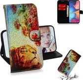 Gekleurde tekening patroon Kleurrijke magnetische gesp Horizontale flip PU lederen tas met houder & kaartsleuven & portemonnee & lanyard voor Galaxy A10e / A20e (Tiger Rose)
