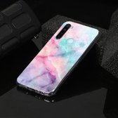 Voor Xiaomi Redmi Note 8 Marble Pattern Soft TPU beschermhoes (roze groen)