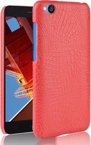 Schokbestendige krokodiltextuur pc + PU-hoes voor Xiaomi Redmi Go (rood)