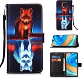 Voor Xiaomi Redmi Note 9S Schilderen Horizontale Flip Leren Case met Houder & Kaartsleuf & Portemonnee & Lanyard (Vos)