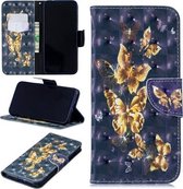 3D Gekleurde Tekening Patroon Horizontale Flip Leren Case voor Redmi Note7, met Houder & Kaartsleuven & Portemonnee (Zwarte Achtergrond Vlinder)