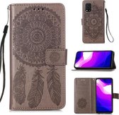 Voor xiaomi mi 10 lite 5g / mi 10 jeugd 5g dromenvanger afdrukken horizontale flip lederen tas met houder & kaartsleuven & portemonnee & lanyard (grijs)