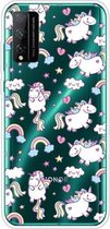 Voor Huawei Honor Play 4T Pro schokbestendig geverfd transparant TPU beschermhoes (paard)