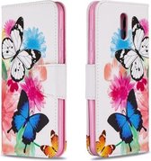 Voor Nokia 2.3 Gekleurde tekening patroon Horizontale flip lederen tas met houder & kaartsleuven & portemonnee (vlinder)