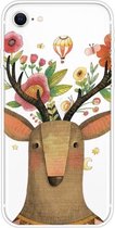 Voor iPhone SE (2020) schokbestendig geverfd transparant TPU beschermhoes (Flower Deer)