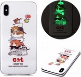 Voor iPhone XS Max Lichtgevende TPU zachte beschermhoes (katten)
