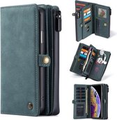 Voor iPhone XS Max CaseMe 018 Afneembare multifunctionele horizontale lederen flip-hoes, met kaartsleuf en houder & ritsportemonnee en fotolijst (blauw)