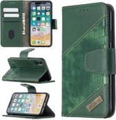 Voor iPhone XS / X Bijpassende kleur Krokodiltextuur Horizontale flip PU lederen tas met portemonnee & houder & kaartsleuven (groen)