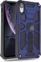 Voor iPhone XR schokbestendige TPU + pc magnetische beschermhoes met houder (blauw)