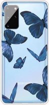 Voor Samsung Galaxy S20 + schokbestendig geverfd TPU beschermhoes (blauwe vlinder)