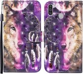 Voor Samsung Galaxy A11 / M11 Gekleurde Tekening Patroon Horizontale Flip Leren Case met Houder & Kaartsleuven & Portemonnee (Windgong Wolf)