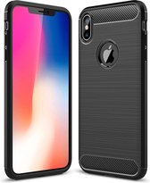 Brushed Texture Carbon Fiber Shockproof TPU beschermende achterkant van de behuizing voor iPhone XS Max (zwart)