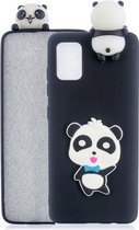 Voor Galaxy A41 schokbestendig 3D liggend Cartoon TPU beschermhoes (Panda met blauwe strik)