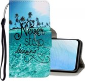 Voor Vivo Y19 3D Gekleurde Tekening Horizontale Flip PU Lederen Case met Houder & Kaartsleuven & Portemonnee (Blue Coconut Grove)