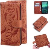 Voor Nokia 1.3 Tiger Embossing Pattern Horizontale Flip Leather Case met houder & kaartsleuven & portemonnee (bruin)