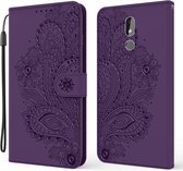 Voor Nokia 3.2 Pauw Reliëfpatroon Horizontale Flip Leren Case met Houder & Kaartsleuven & Portemonnee & Lanyard (Paars)