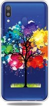 Voor Galaxy A20 / A30 3D-patroon afdrukken Extreem transparante TPU-telefoonhoes (schilderijboom)