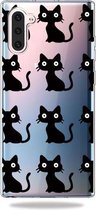 Mode Zachte TPU Case 3D Cartoon Transparante Zachte Siliconen Cover Telefoon Gevallen Voor Galaxy Note10 (Black Cat)