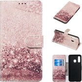 Gekleurde tekening marmer patroon horizontale flip PU lederen tas met houder & kaartsleuven & portemonnee voor Galaxy A60 / M40 (rose goud)