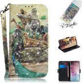 3D Gekleurde Tekening Horizontale Leren Flip Case, met Houder & Kaartsleuf & Portemonnee Voor Galaxy Note 10 Plus (Zoo)